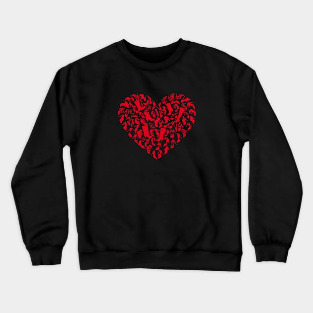 Red heart with shoe silhouettes Crewneck Sweatshirt by beakraus